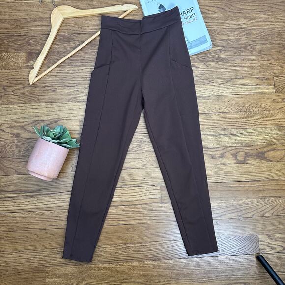 Live The Process Brown Leggings with Side Slit Pockets - Picture 1 of 7